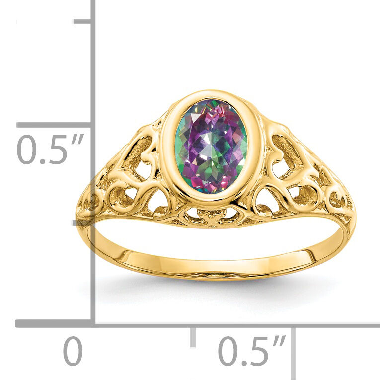14k Oval Mystic Fire Topaz Ring-Y4673FT