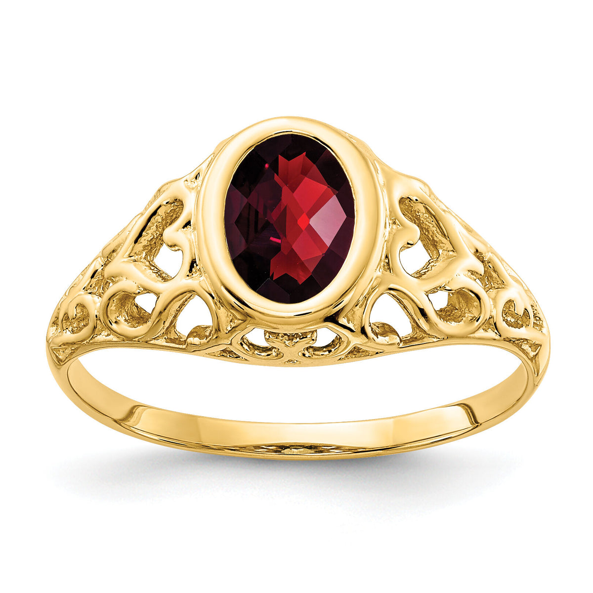 14k 7x5mm Oval Garnet Checker ring-Y4673GC