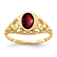 14k 7x5mm Oval Garnet Checker ring-Y4673GC