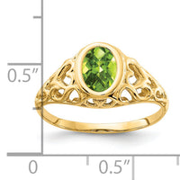 14k 7x5mm Oval Peridot Checker ring-Y4673PC