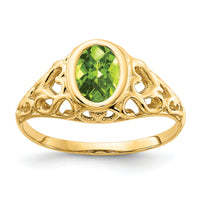 14k 7x5mm Oval Peridot Checker ring-Y4673PC