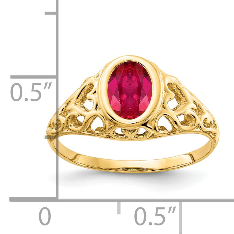 14k 7x5mm Oval Ruby ring-Y4673R
