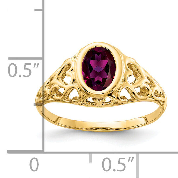 14k 7x5mm Oval Rhodolite Garnet ring-Y4673RG