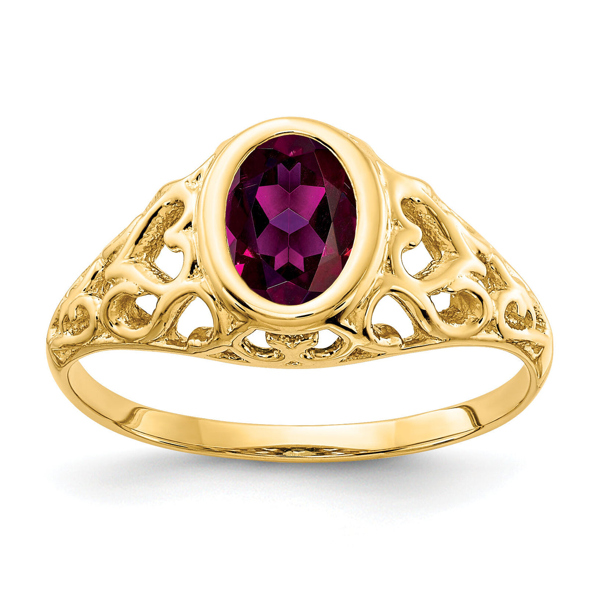 14k 7x5mm Oval Rhodolite Garnet ring-Y4673RG