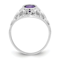 14k White Gold 7x5mm Oval Amethyst ring-Y4674AM