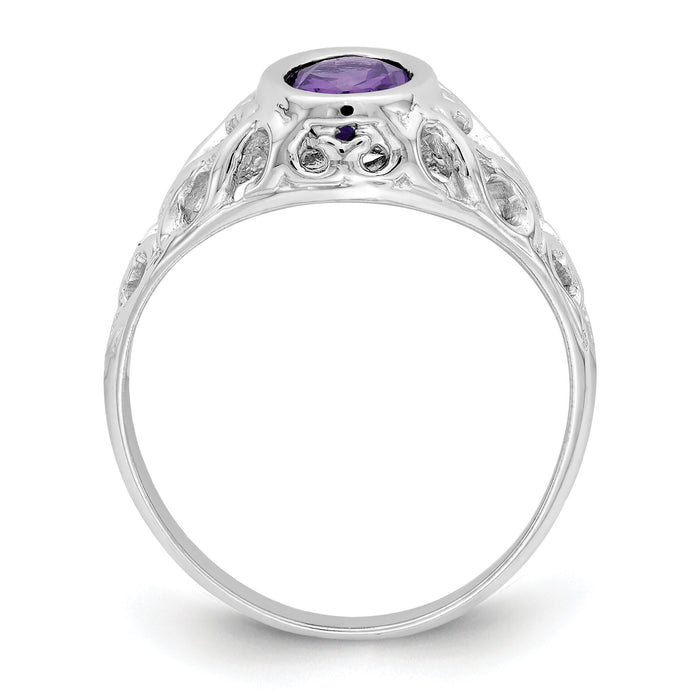 14k White Gold 7x5mm Oval Amethyst ring-Y4674AM