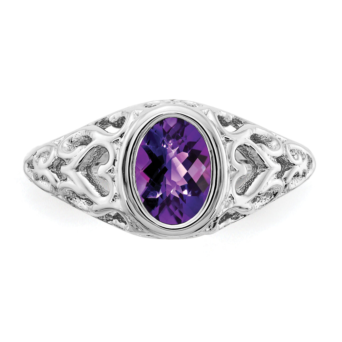 14k White Gold 7x5mm Oval Amethyst ring-Y4674AM