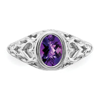 14k White Gold 7x5mm Oval Amethyst ring-Y4674AM