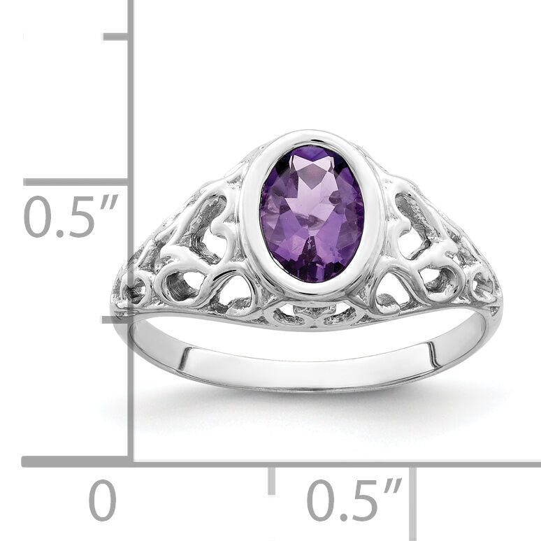 14k White Gold 7x5mm Oval Amethyst ring-Y4674AM