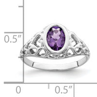14k White Gold 7x5mm Oval Amethyst ring-Y4674AM