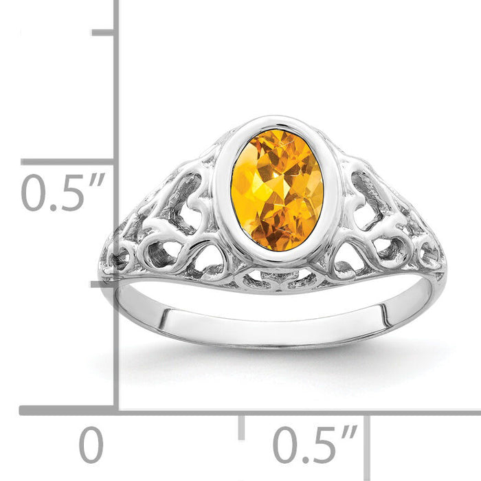 14k White Gold 7x5mm Oval Citrine ring-Y4674CI