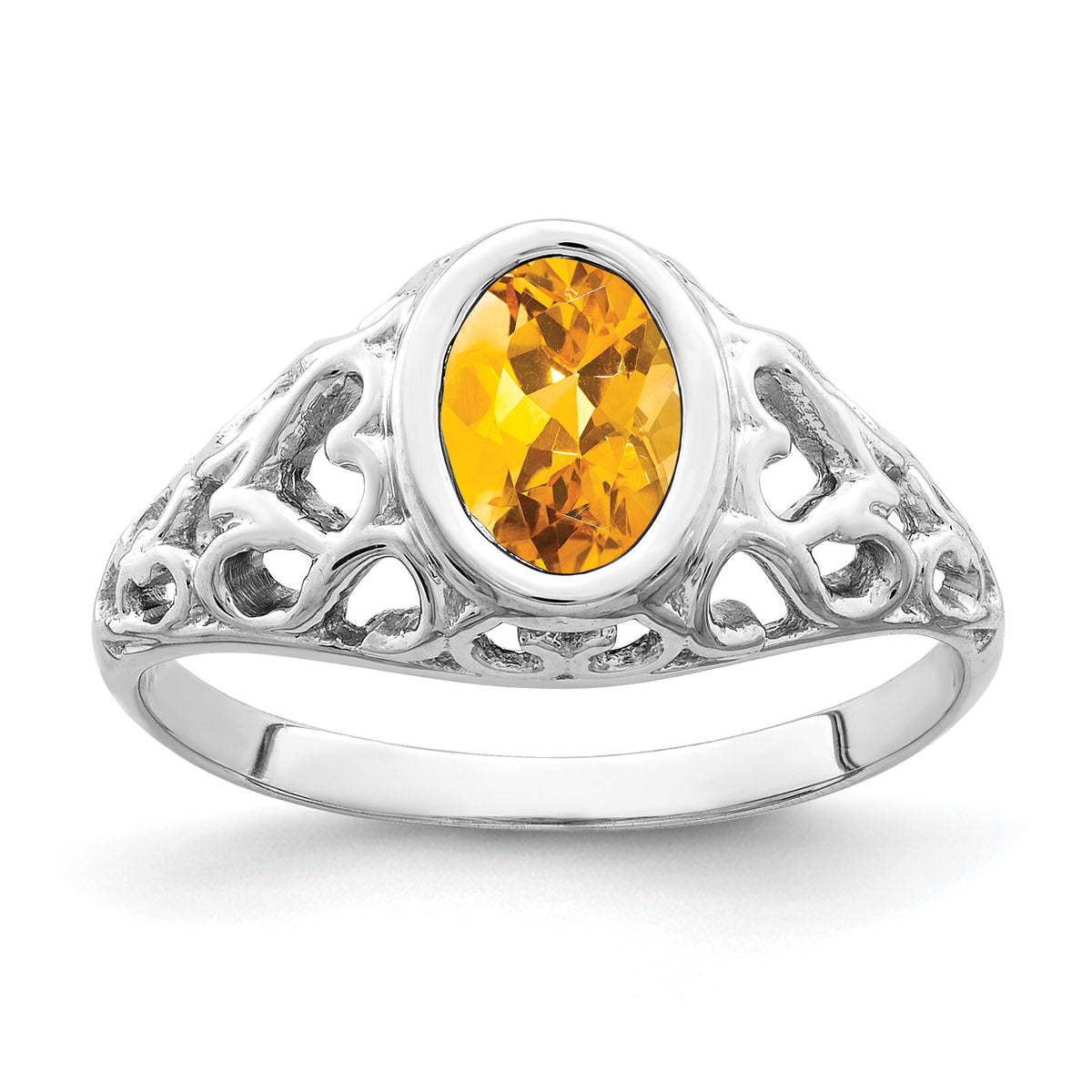 14k White Gold 7x5mm Oval Citrine ring-Y4674CI