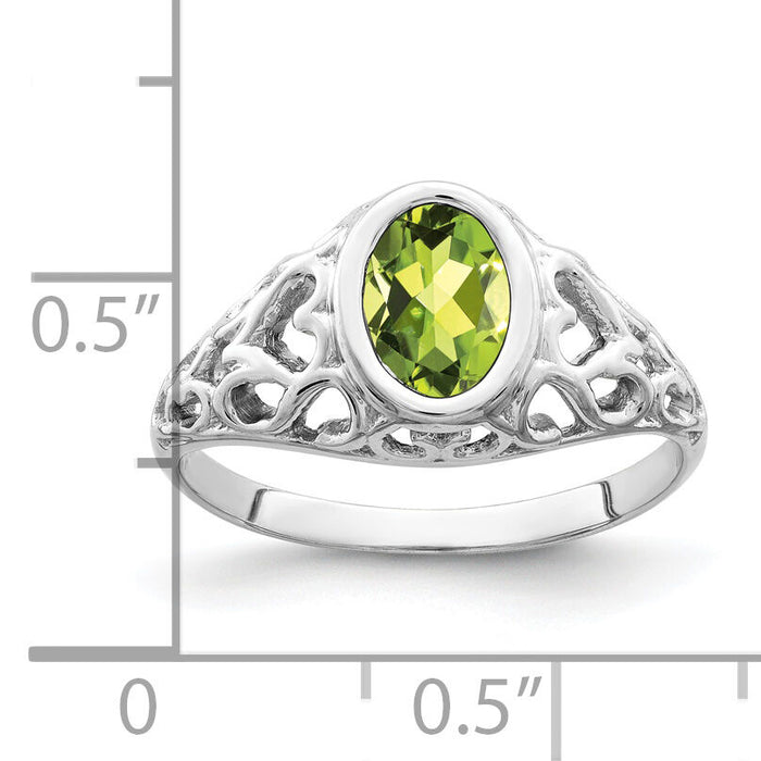 14k White Gold 7x5mm Oval Peridot ring-Y4674PE