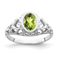 14k White Gold 7x5mm Oval Peridot ring-Y4674PE