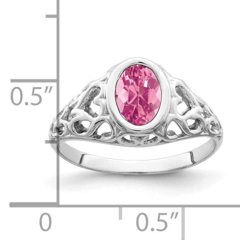 14k White Gold 7x5mm Oval Pink Tourmaline Ring-Y4674PT