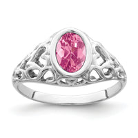 14k White Gold 7x5mm Oval Pink Tourmaline Ring-Y4674PT