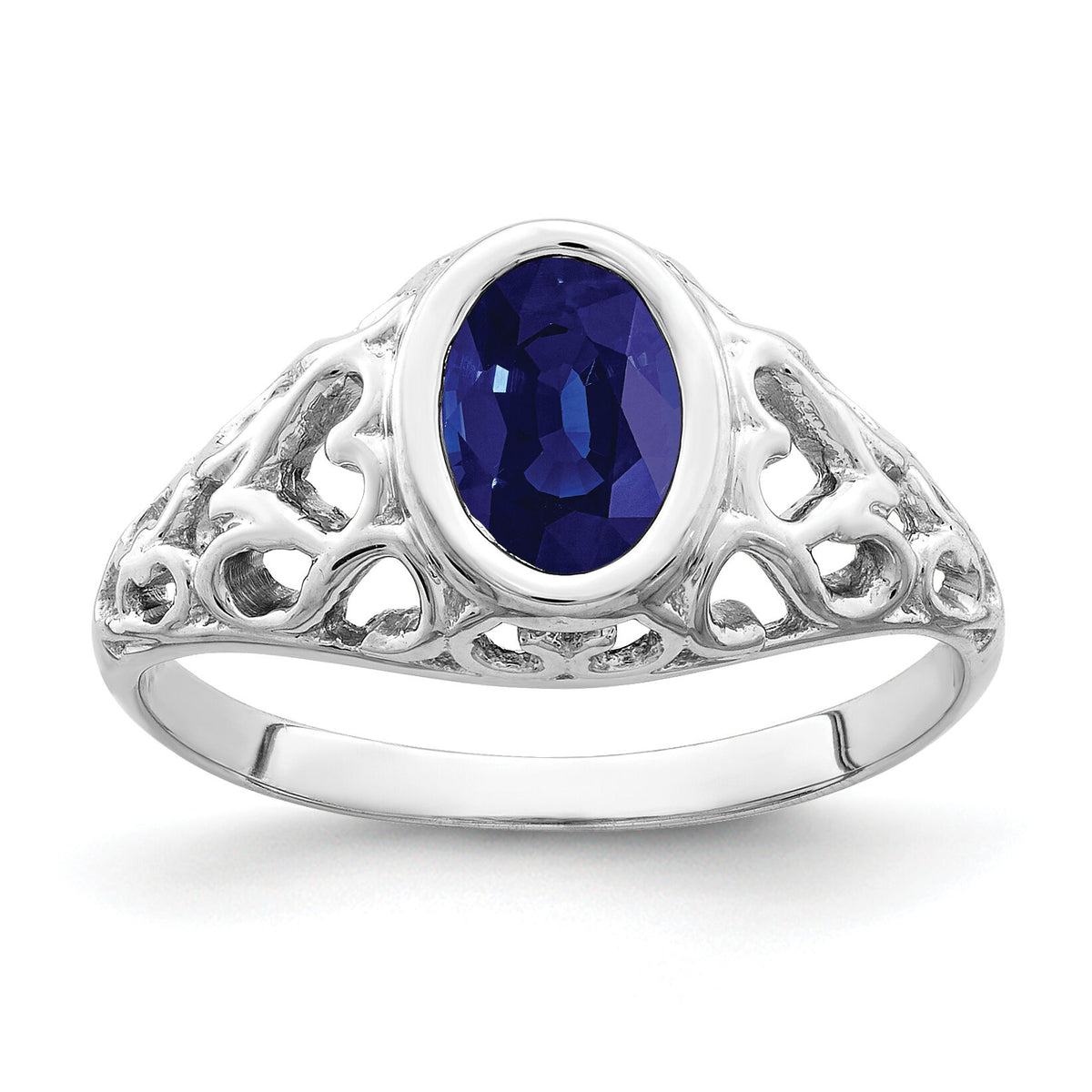14k White Gold 7x5mm Oval Sapphire ring-Y4674S
