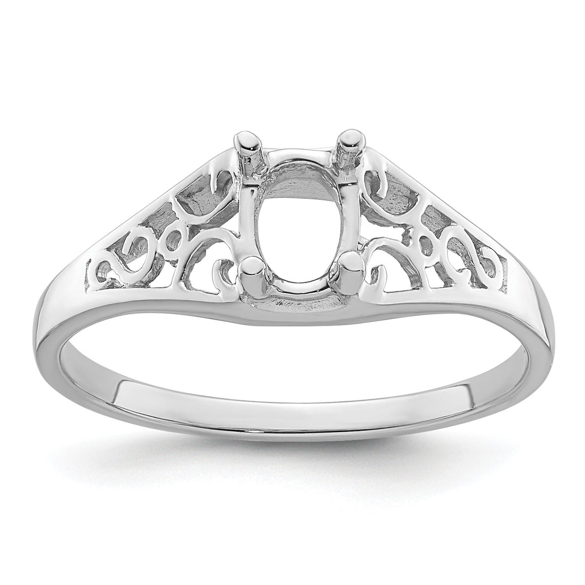 14k White Gold Gemstone Ring Mounting-Y4676