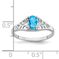 14k White Gold 6x4mm Oval Blue Topaz ring-Y4676BT