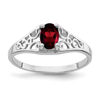 14k White Gold 6x4mm Oval Garnet ring-Y4676GA