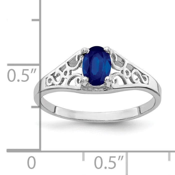 14k White Gold 6x4mm Oval Sapphire ring-Y4676S