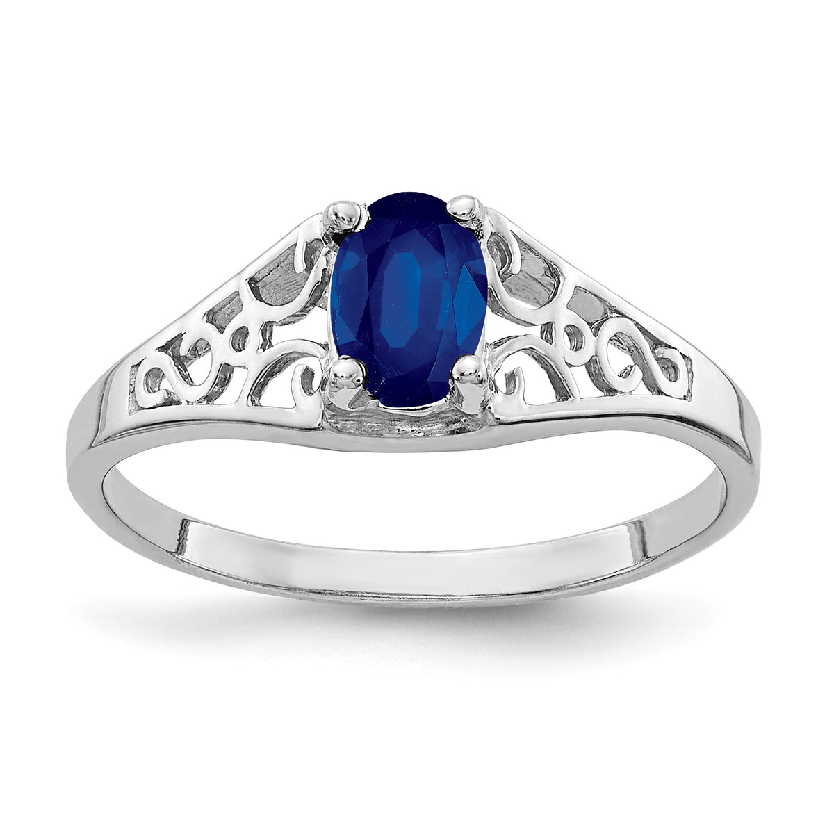 14k White Gold 6x4mm Oval Sapphire ring-Y4676S