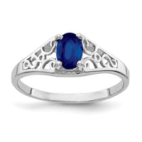14k White Gold 6x4mm Oval Sapphire ring-Y4676S