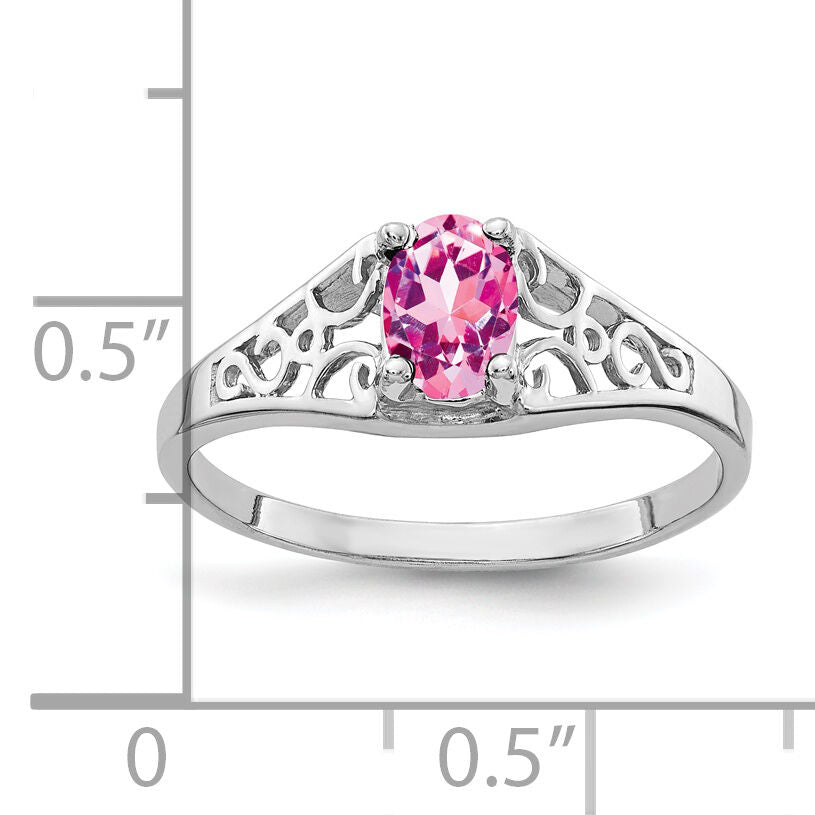 14k White Gold 6x4mm Oval Pink Sapphire ring-Y4676SP