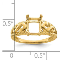 14k 8x6mm Emerald-cut Gemstone Ring Mounting-Y4677