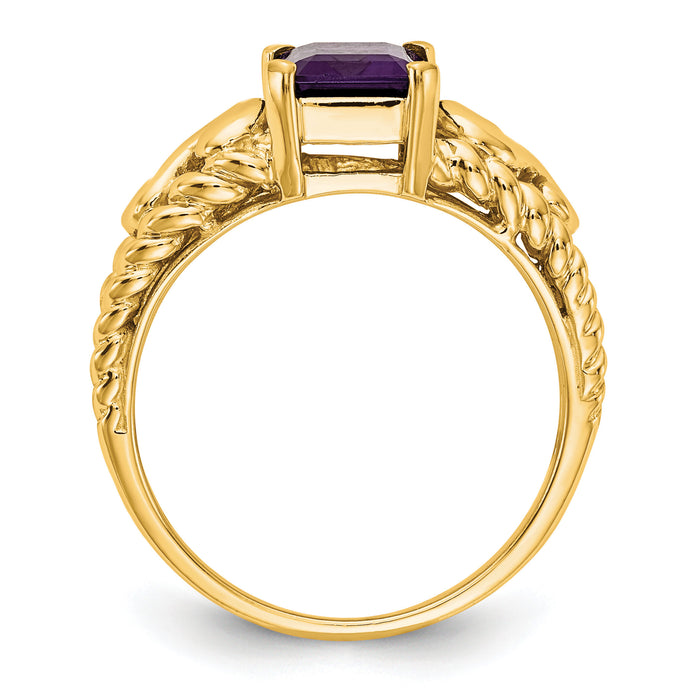 14k 8x6mm Emerald Cut Amethyst ring-Y4677AM