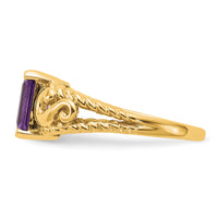 14k 8x6mm Emerald Cut Amethyst ring-Y4677AM