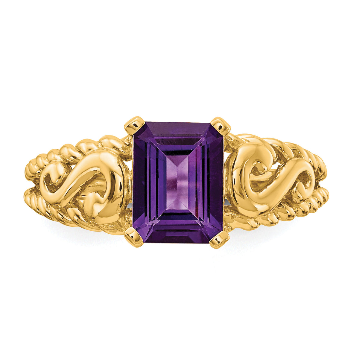 14k 8x6mm Emerald Cut Amethyst ring-Y4677AM