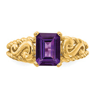 14k 8x6mm Emerald Cut Amethyst ring-Y4677AM