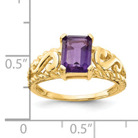 14k 8x6mm Emerald Cut Amethyst ring-Y4677AM