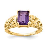 14k 8x6mm Emerald Cut Amethyst ring-Y4677AM
