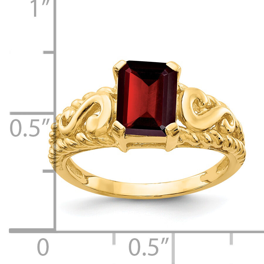 14k 8x6mm Emerald Cut Garnet ring-Y4677GA
