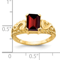 14k 8x6mm Emerald Cut Garnet ring-Y4677GA