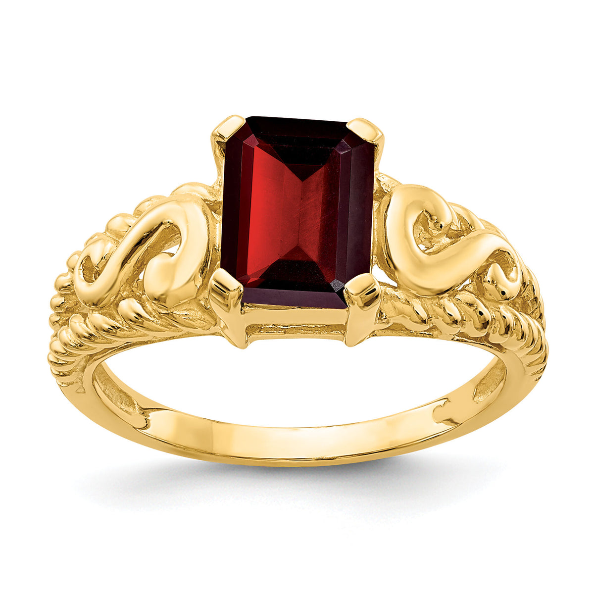 14k 8x6mm Emerald Cut Garnet ring-Y4677GA