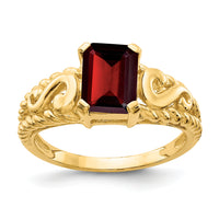14k 8x6mm Emerald Cut Garnet ring-Y4677GA