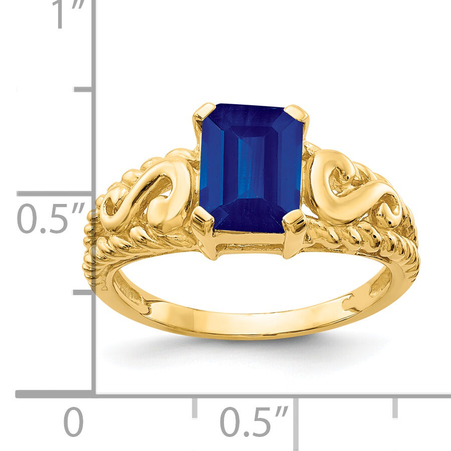 14k 8x6mm Emerald Cut Sapphire ring-Y4677S