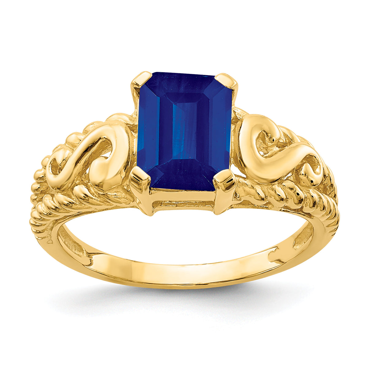 14k 8x6mm Emerald Cut Sapphire ring-Y4677S