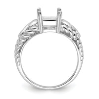 14k White Gold 8x6mm Emerald-cut Gemstone Ring Mounting-Y4678