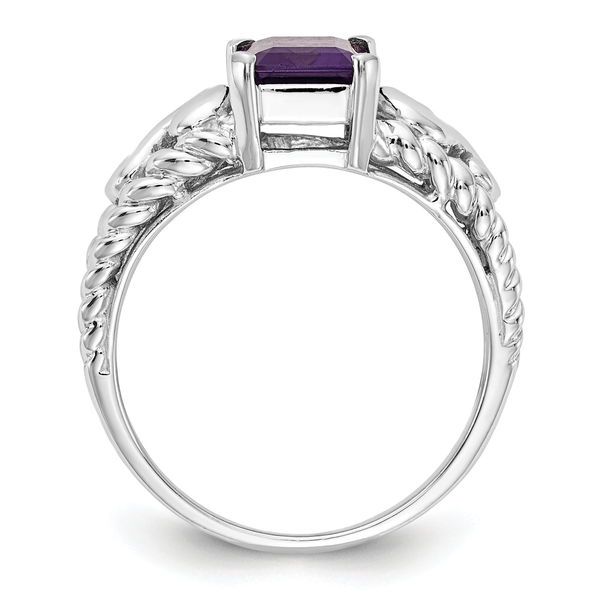 14k White Gold 8x6mm Emerald Cut Amethyst ring-Y4678AM
