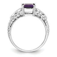 14k White Gold 8x6mm Emerald Cut Amethyst ring-Y4678AM