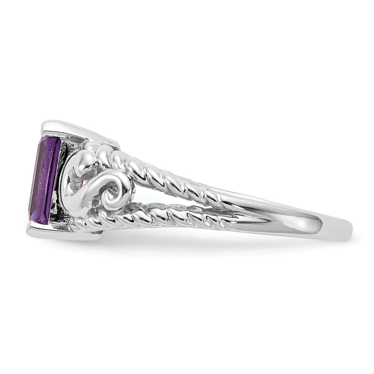 14k White Gold 8x6mm Emerald Cut Amethyst ring-Y4678AM