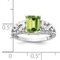14k White Gold 8x6mm Emerald Cut Peridot ring-Y4678PE