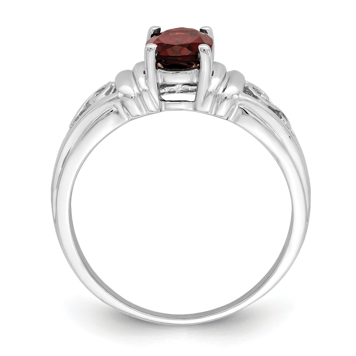 14k White Gold 7x5mm Oval Garnet ring-Y4686GA