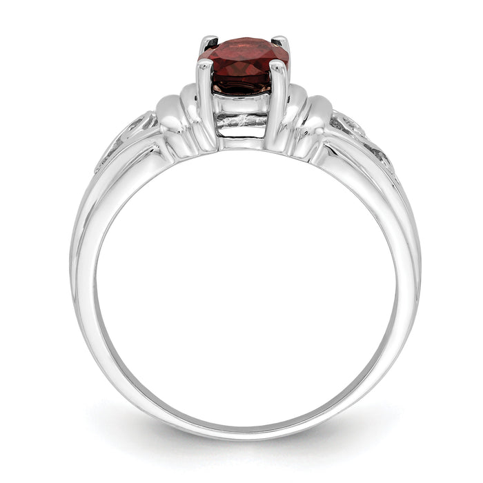 14k White Gold 7x5mm Oval Garnet ring-Y4686GA