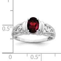 14k White Gold 7x5mm Oval Garnet ring-Y4686GA
