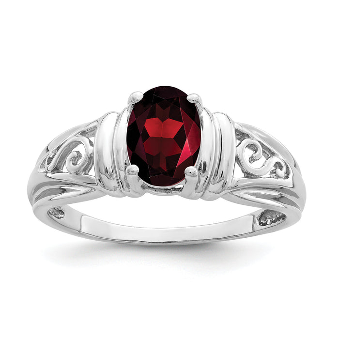 14k White Gold 7x5mm Oval Garnet ring-Y4686GA